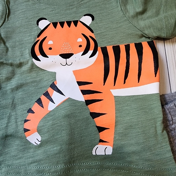 Carter's green short sleeve shirt with grey shorts 2 piece set Size 3 mo NWT - Picture 2 of 8